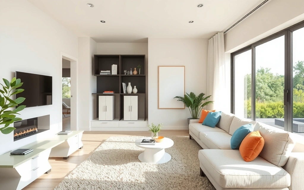 Čistý obývací pokoj po rekonstrukci