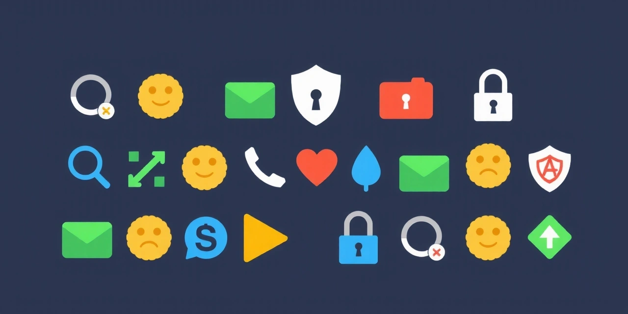 Ilustrace ikon souborů cookie a zabezpečení webu